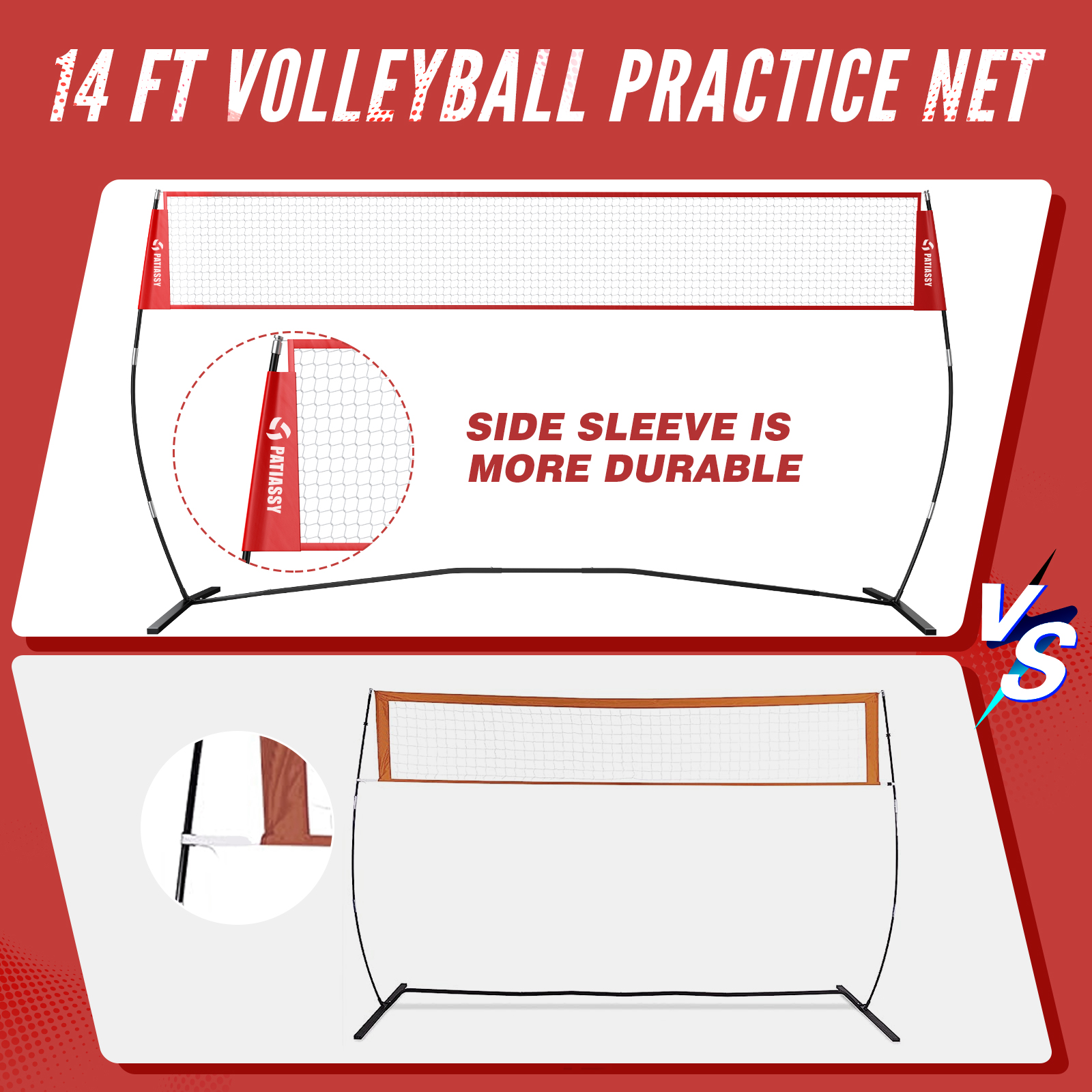 Patiassy 5.1’, 7.4’ and 8’ Height Adjustable Freestanding Volleyball and Badminton Combo Set with Net, 4 Badminton Rackets, 3 Nylon Shuttlecocks and Volleyball for Indoor or Outdoor Use - Image 4