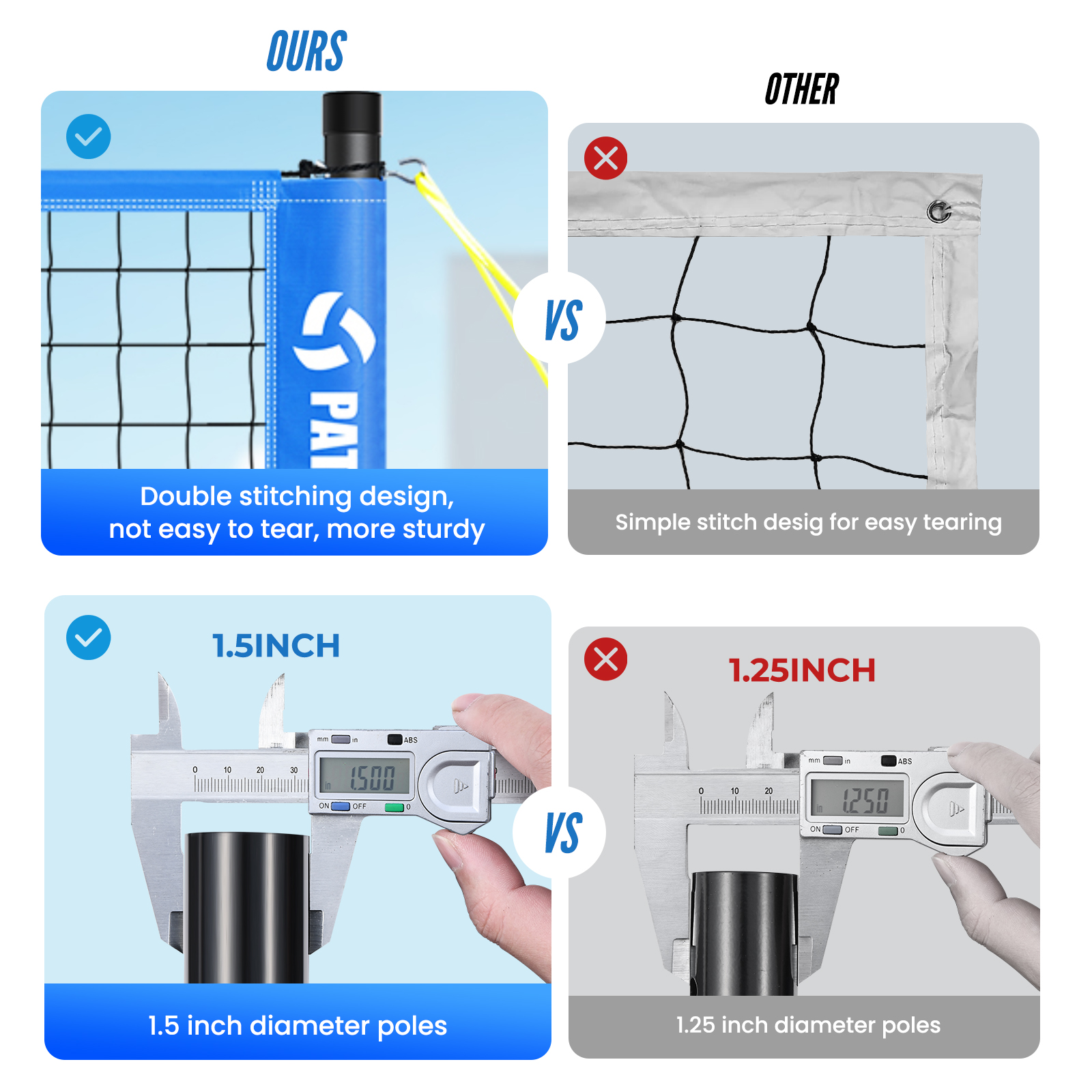 Patiassy Professional Volleyball Net Outdoor, Portable Volleyball Set for Backyard with Net Tension Adjuster, Adjustable Height Poles, Volleyball, Boundary Line and Carry Bag - Image 2